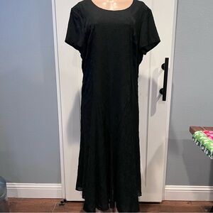 Jones New York 100% silk Elegant Women's black maxi Dress 18w whimsical romantic